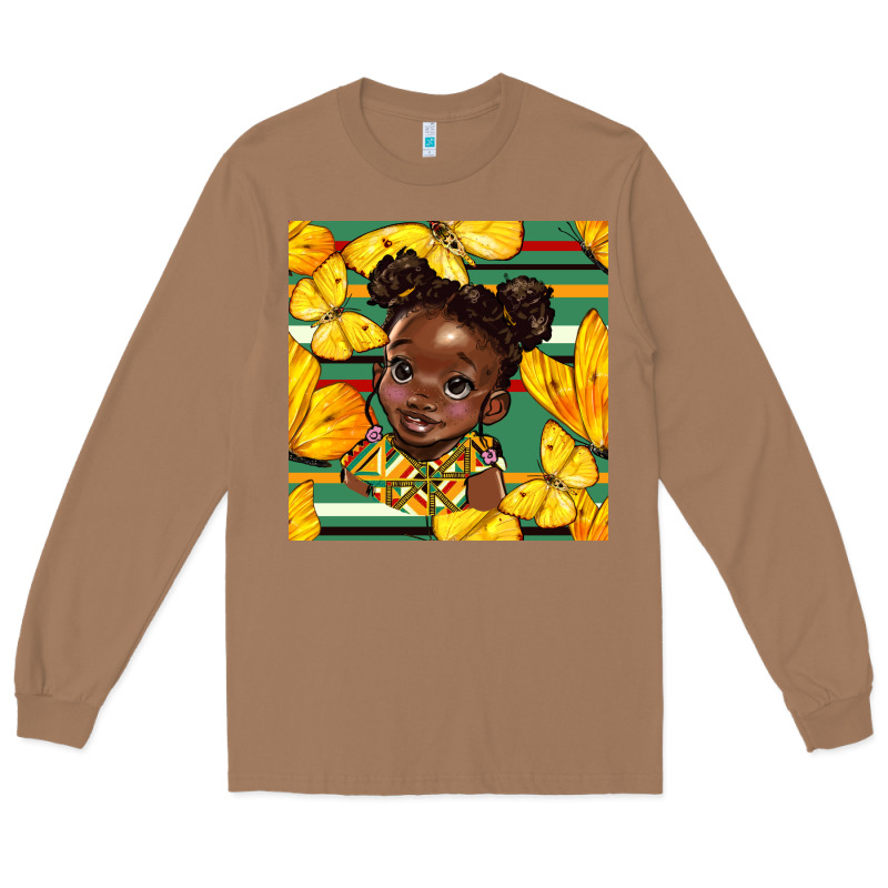Juneteenth Afro Girl Seamless Pattern Long Sleeve Tee by BundleAndBundleShop | Teevron