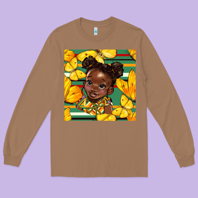 Juneteenth Afro Girl Seamless Pattern Long Sleeve Tee Designed By Bundleandbundleshop
