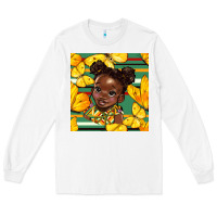 White juneteenth afro girl seamless pattern Long Sleeve Tee - BundleAndBundleShop