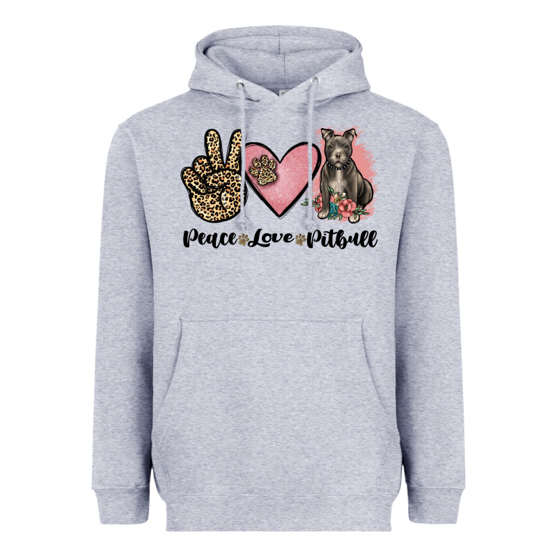 Peace Love Pitbull Heavyweight Hoodie by JahusDesignShop | Teevron