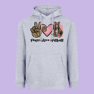 Peace Love Pitbull Heavyweight Hoodie Designed By Jahusdesignshop