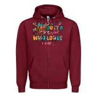 Burgundy just a girl who loves cows Zipper Hoodie - JahusDesignShop