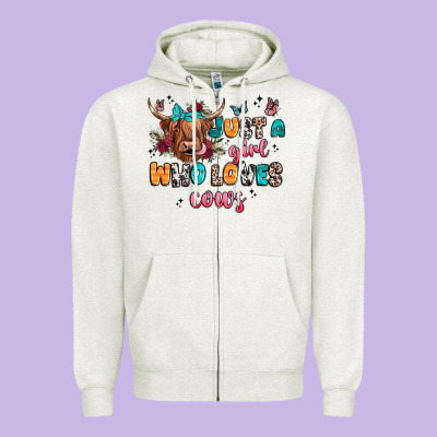 Just A Girl Who Loves Cows Zipper Hoodie Designed By Jahusdesignshop