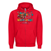 Red just a girl who loves cows Zipper Hoodie - JahusDesignShop