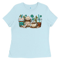 Baby Blue bull skull coffee cups Ladies Tee - OliviaCreatesArt