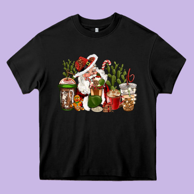 Western Santa Cowboy Coffe Cups Christmas Heavy Core Tee Designed By Cowgirlartshop