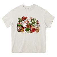 Cream western santa cowboy coffe cups christmas Heavy Core Tee - CowGirlArtShop