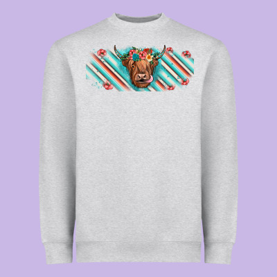 Cow Floral Heavyweight Sweatshirt Designed By Jahusdesignshop