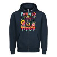 Navy tanned tattled and tipsy Zipper Hoodie - JahusDesignShop
