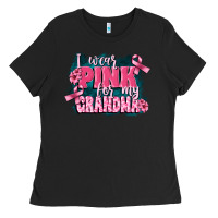 Black i wear pink for my grandma Ladies Tee - FaDigitalArtStudio