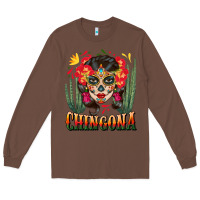 Chestnut chingona sugar skull Long Sleeve Tee - BundleAndBundleShop