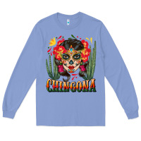 Colony Blue chingona sugar skull Long Sleeve Tee - BundleAndBundleShop