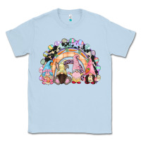 Dusty Blue Easter Day rainbow gnomes Classic Tee - CowGirlArtShop