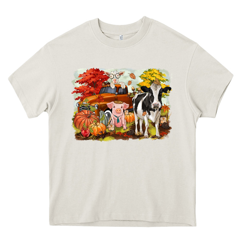 Fall Farm Animals Heavy Core Tee by CowGirlArtShop | Teevron