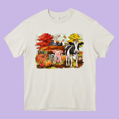 Fall Farm Animals Heavy Core Tee Designed By Cowgirlartshop