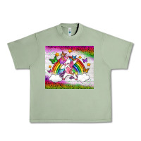 Oil Green LGBTQ Dabbbing Unicorn And Rainbow Tumbler Urban Heavy Tee - BundleAndBundleShop