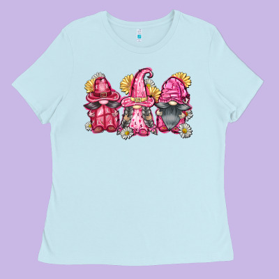 Breast Cancer Gnomes Ladies Tee Designed By Fadigitalartstudio