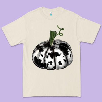 Watercolor Cowhide Halloween Pumpkin Premium Tee Designed By Ranaportraitstore