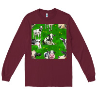 Burgundy holstein cows seamless pattern Long Sleeve Tee - BundleAndBundleShop