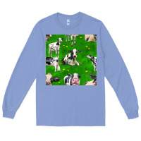 Colony Blue holstein cows seamless pattern Long Sleeve Tee - BundleAndBundleShop