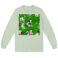 Matcha holstein cows seamless pattern Long Sleeve Tee - BundleAndBundleShop