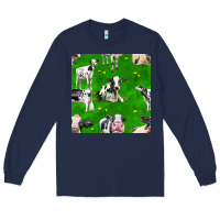 Navy holstein cows seamless pattern Long Sleeve Tee - BundleAndBundleShop