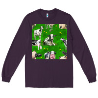 Plum holstein cows seamless pattern Long Sleeve Tee - BundleAndBundleShop