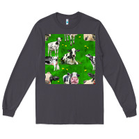 Smoke holstein cows seamless pattern Long Sleeve Tee - BundleAndBundleShop