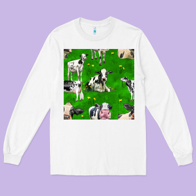Holstein Cows Seamless Pattern Long Sleeve Tee Designed By Bundleandbundleshop