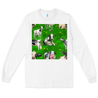 White holstein cows seamless pattern Long Sleeve Tee - BundleAndBundleShop