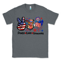 Charcoal Heather Peace love fireworks 4th of july Classic Tee - CowGirlArtShop