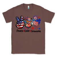 Chestnut Peace love fireworks 4th of july Classic Tee - CowGirlArtShop