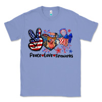 Colony Blue Peace love fireworks 4th of july Classic Tee - CowGirlArtShop