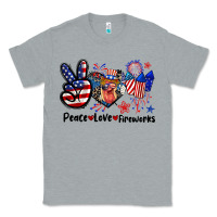 Heather Grey Peace love fireworks 4th of july Classic Tee - CowGirlArtShop