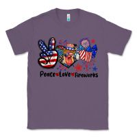 Lavender Peace love fireworks 4th of july Classic Tee - CowGirlArtShop