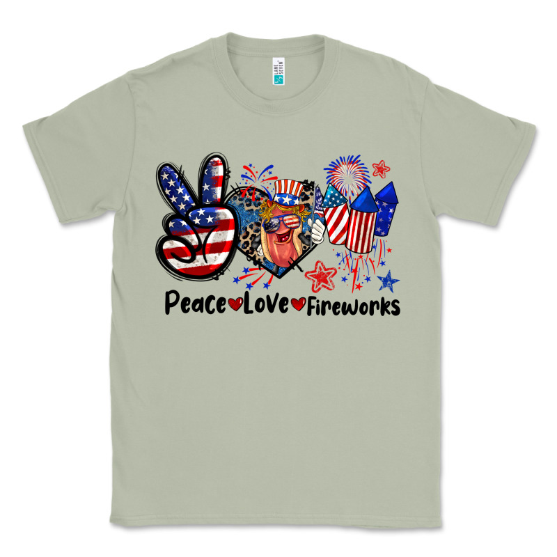 Peace Love Fireworks 4th Of July Classic Tee by CowGirlArtShop | Teevron