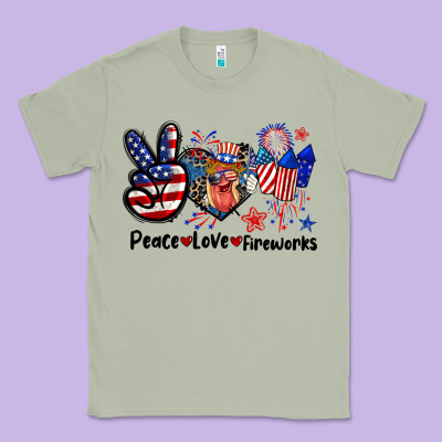 Peace Love Fireworks 4th Of July Classic Tee Designed By Cowgirlartshop