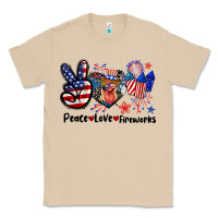Mushroom Peace love fireworks 4th of july Classic Tee - CowGirlArtShop