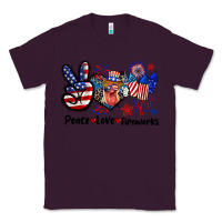 Plum Peace love fireworks 4th of july Classic Tee - CowGirlArtShop