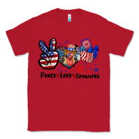 Red Peace love fireworks 4th of july Classic Tee - CowGirlArtShop