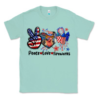 Seafoam Peace love fireworks 4th of july Classic Tee - CowGirlArtShop
