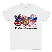 White Peace love fireworks 4th of july Classic Tee - CowGirlArtShop