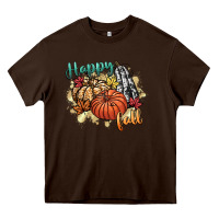Chocolate Brown happy fall Heavy Core Tee - CowGirlArtShop
