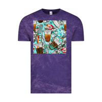 Cloud Purple dentist coffee cups toothpaste and teeth with cowhide seamless pattern Vintage Tee - BundleAndBundleShop