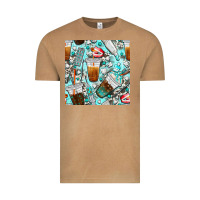 Vintage Camel dentist coffee cups toothpaste and teeth with cowhide seamless pattern Vintage Tee - BundleAndBundleShop