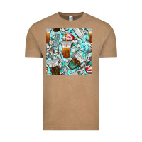 Vintage Coffee dentist coffee cups toothpaste and teeth with cowhide seamless pattern Vintage Tee - BundleAndBundleShop