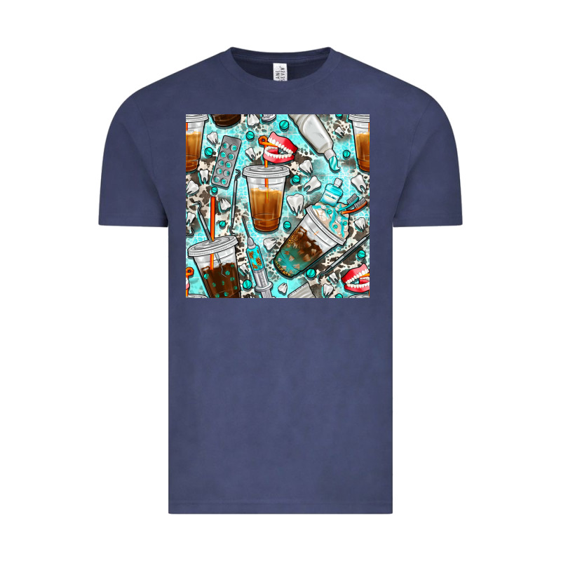 Dentist Coffee Cups Toothpaste And Teeth With Cowhide Seamless Pattern Vintage Tee by BundleAndBundleShop | Teevron
