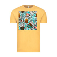 Vintage Mustard dentist coffee cups toothpaste and teeth with cowhide seamless pattern Vintage Tee - BundleAndBundleShop