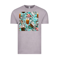 Vintage Zinc dentist coffee cups toothpaste and teeth with cowhide seamless pattern Vintage Tee - BundleAndBundleShop