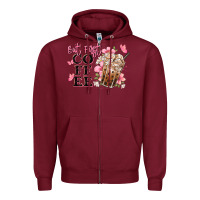 Burgundy but first coffee floral Zipper Hoodie - JahusDesignShop